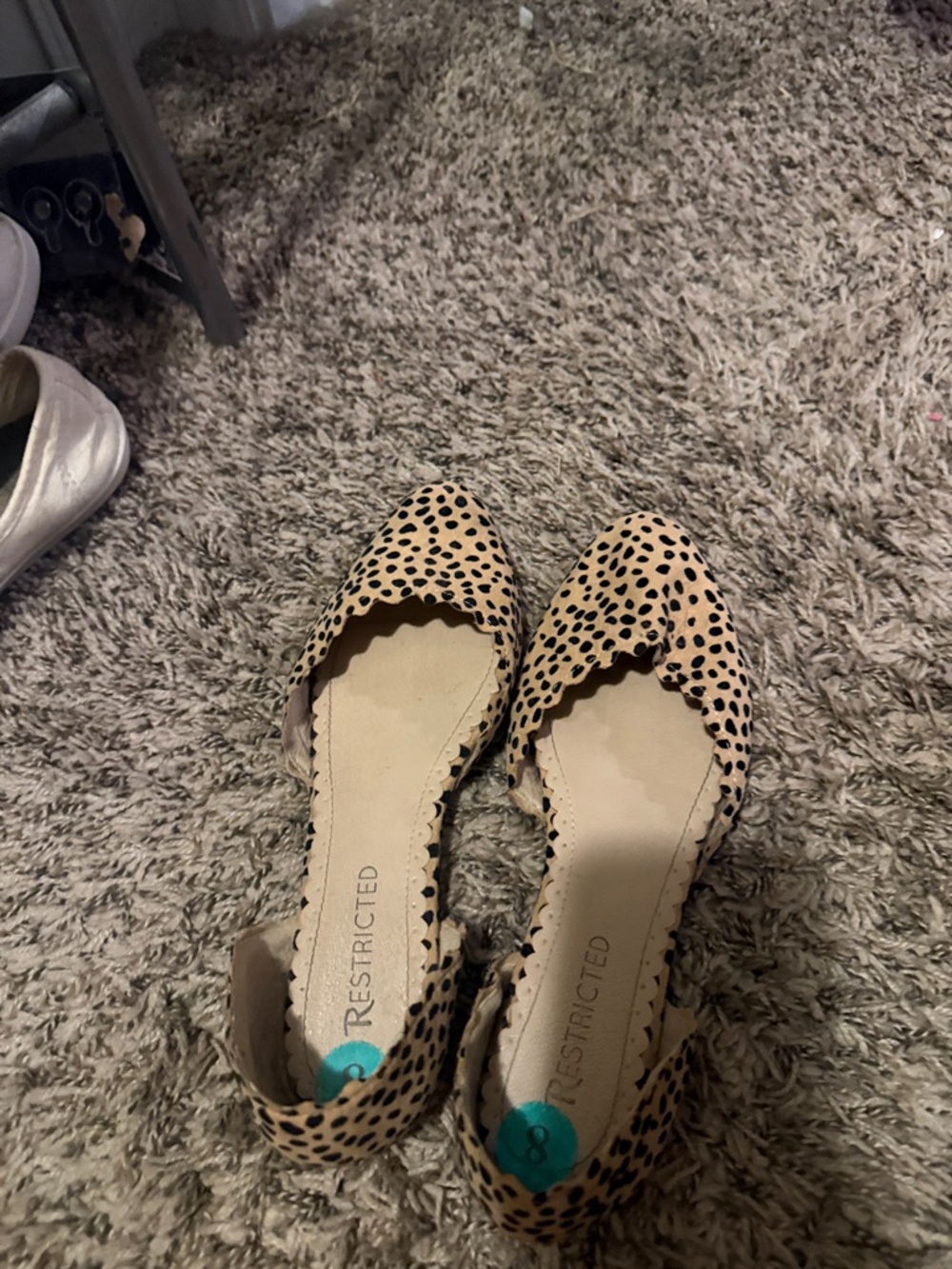 Restricted Leopard Print Scalloped D'Orsay Flats - Tan & Black